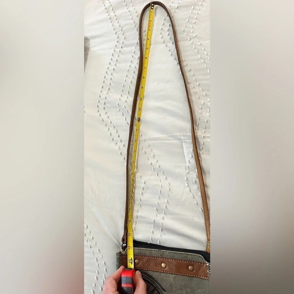 MONA B BROWN PEDDALTON SADDLE CANVAS Crossbody Purse - Picture 4 of 11